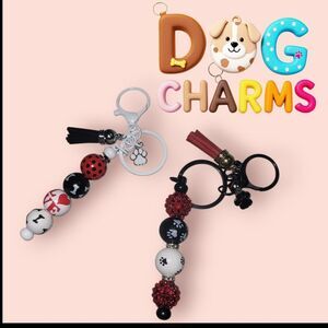 Dog Charms 2pk Keychain Set New